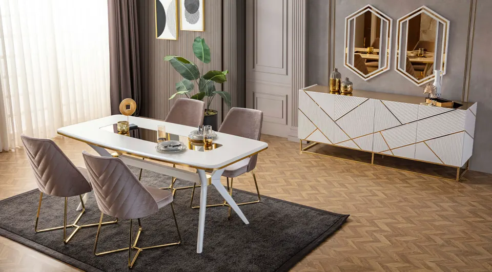 Zen Gold Leg Dining Room Set