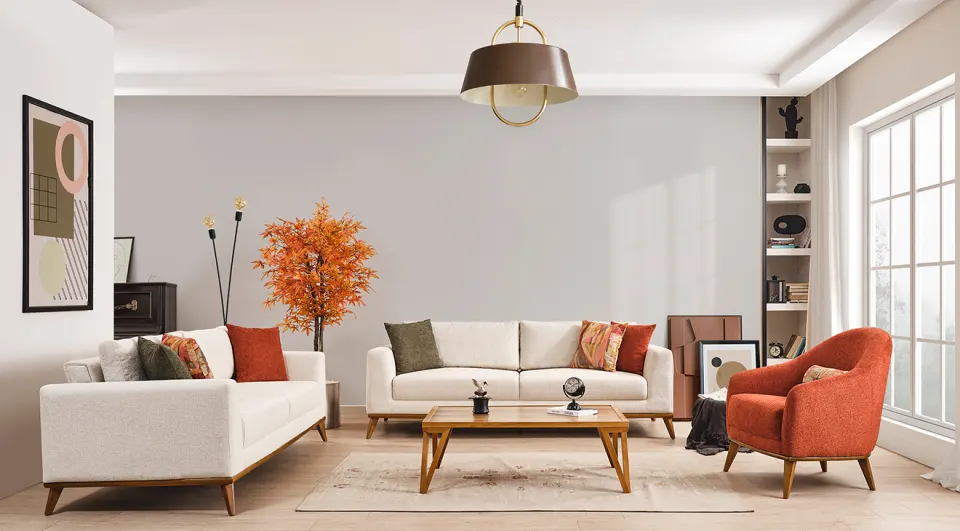 Joy Wooden Leg Sofa Set