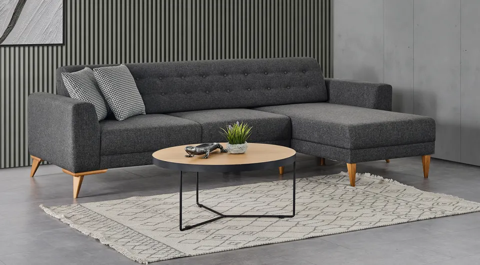 Nesta Wooden Legs Corner Sofa Set