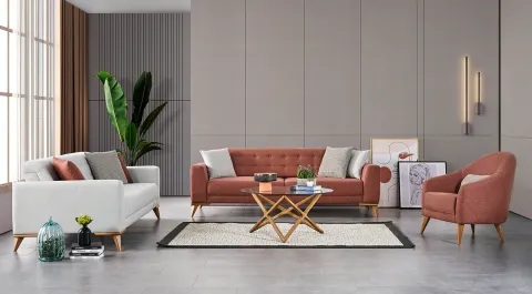 Nesta Wooden Legs Modern Sofa Set