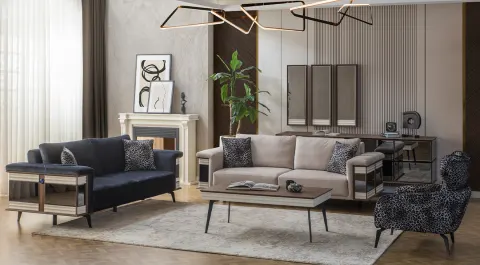 Vira Metal Leg Sofa Set