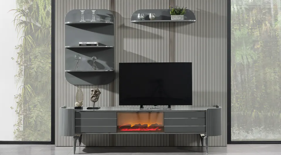 Karya Gray Fireplace Tv Unit