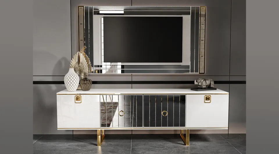 Avcilar Gold Metal Leg Tv Unit