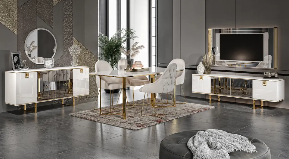 Avcilar Gold Leg Dining Room Set