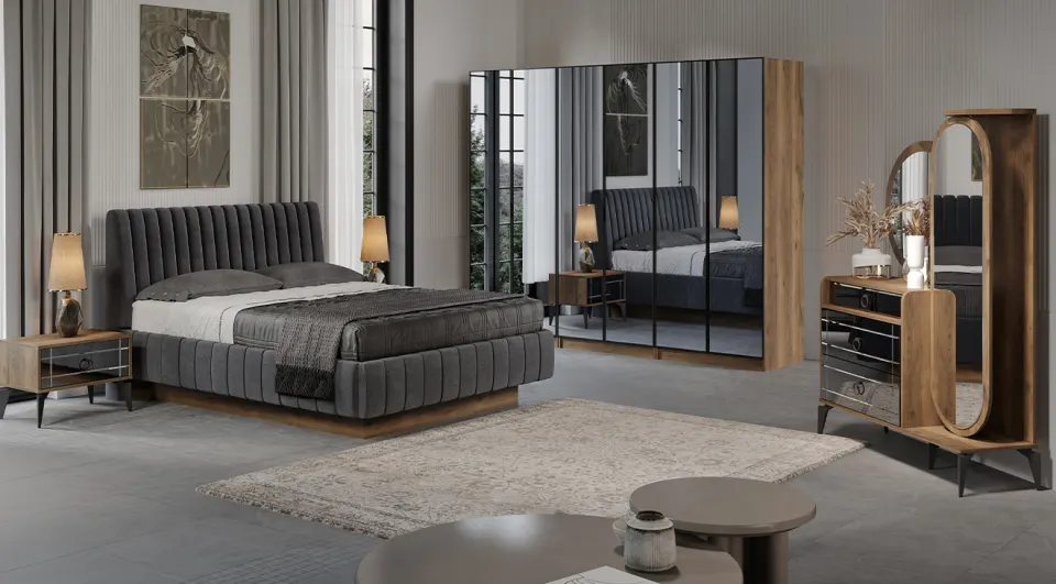 Beyoglu Walnut 6 Door Bedroom Set