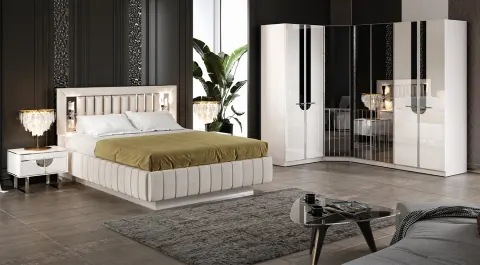 Kilyos Moonstone Corner Wardrobe Bedroom Set