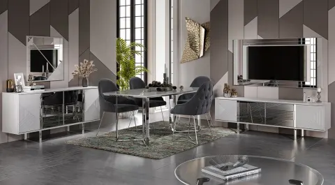 Sisli Fog Gray Dining Room Set