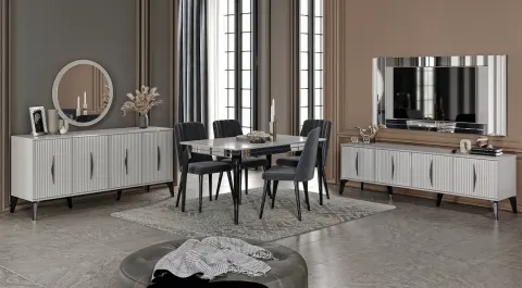 Umraniye Fog Gray Dining Room Set