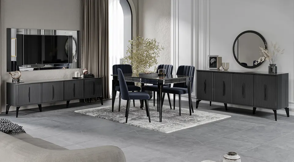 Uskudar Anthracite Dining Room Set
