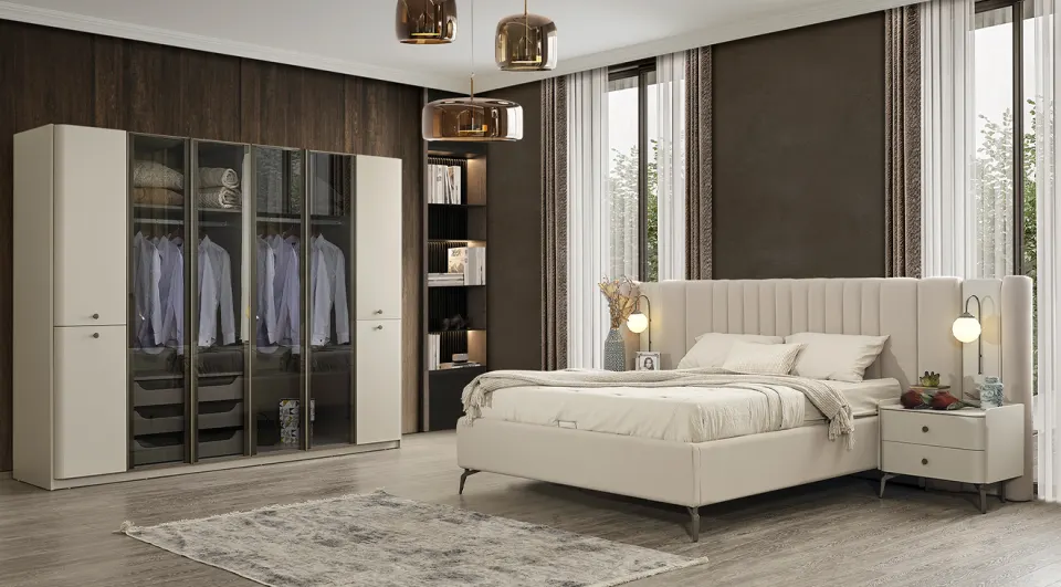 Truva Moonstone Bedroom Set with 6 Doors