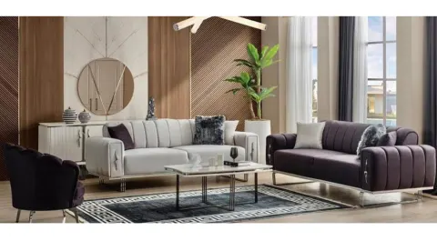 Rio Silver Metal Leg Sofa Set