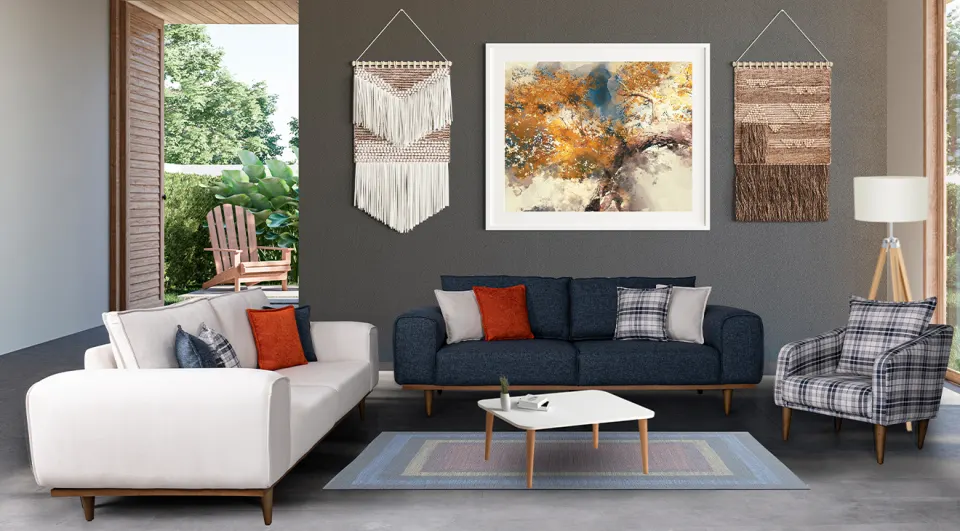 Orkide Wooden Leg Sofa Set