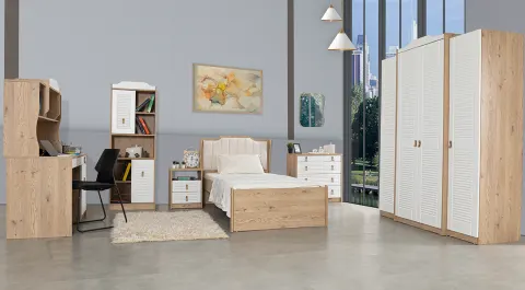 Kumsal White 4 Doors Young Room Set
