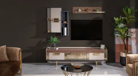 Glamor Gold Metal Leg Tv Unit