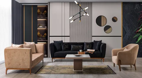Stella Wooden Leg Sofa Set