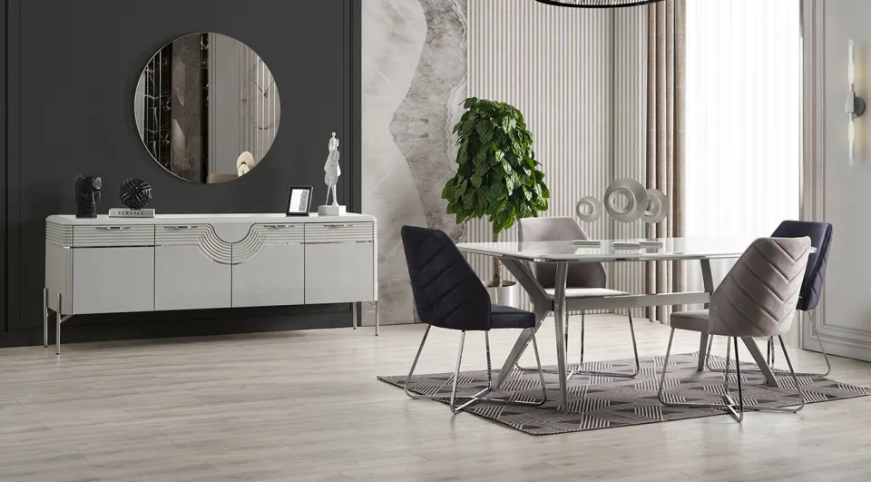 Loca Fog Gray Modern Dining Room Set