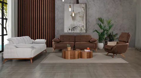 Loft Wooden Leg Sofa Set