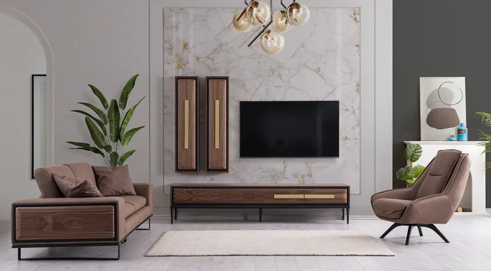 Armani Walnut Modern Tv Unit