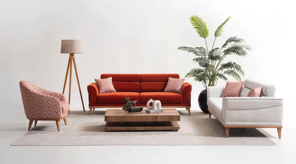 Venedik Wooden Leg Sofa Set