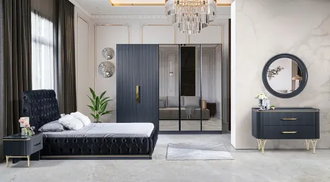 Alina Anthracite 6 Door Bedroom Set