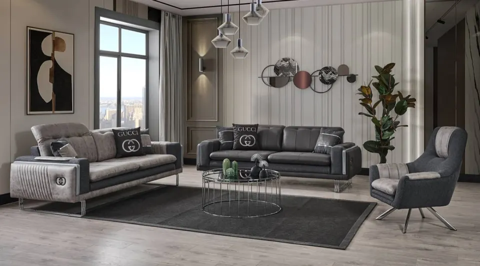 Gucci Metal Leg Sofa Set