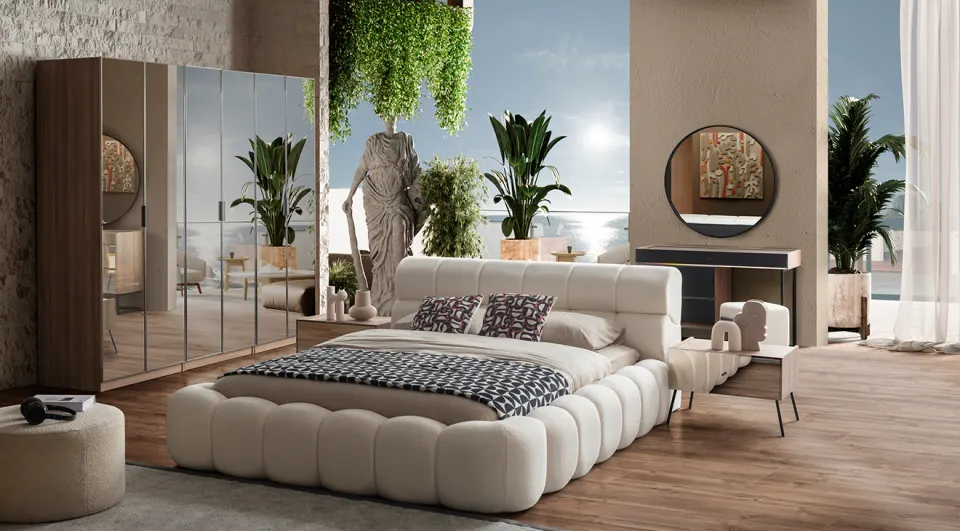 Bronze Walnut 6 Door Bedroom Set