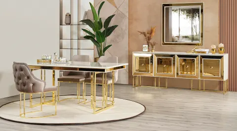 Gold Metal Leg Dining Room Set