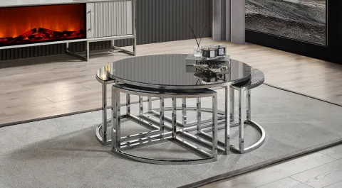 Pirlanta Silver Metal Leg Coffee Table