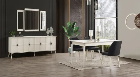 Hitit White Modern Dining Room Set