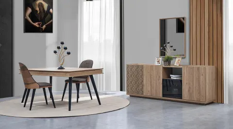 Petek Walnut Dining Room Set