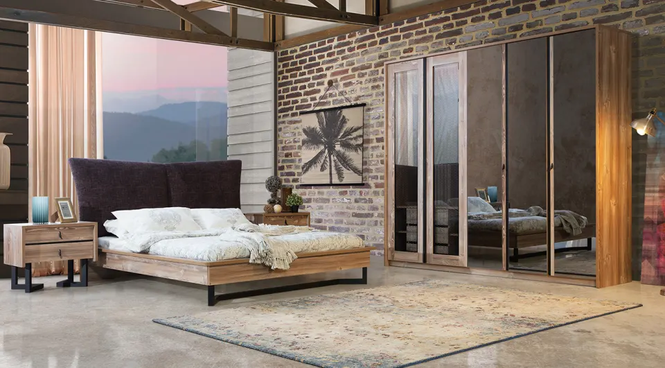 Rustic 5 Door Bedroom Set