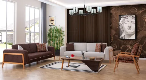 Mia Modern Wooden Leg Sofa Set 2