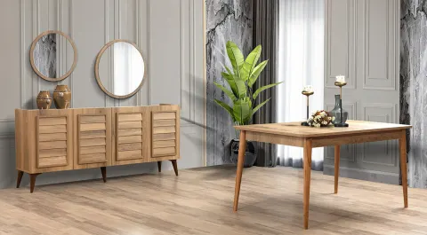 Beykoz Walnut Wooden Leg Dining Room