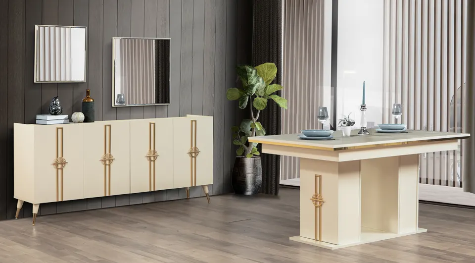 Ege Moonstone Gold Dining Room Set