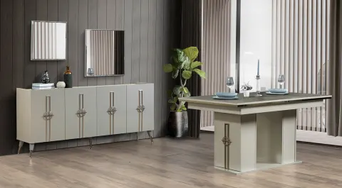 Ege Metallic Chrome Dining Room Set