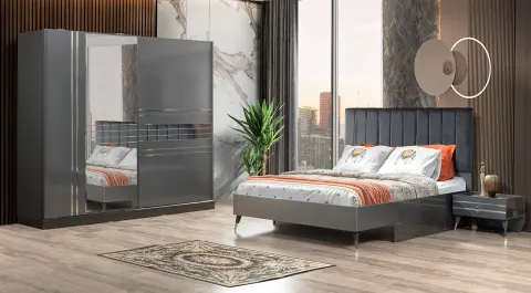 Pera Smoky Sliding Door Bedroom Set