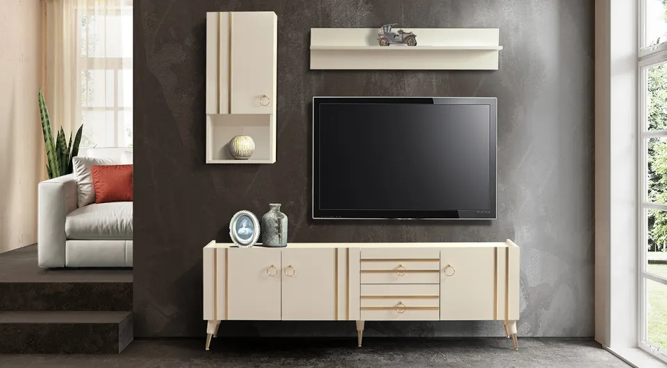 Pera Moonstone Gold Tv Unit