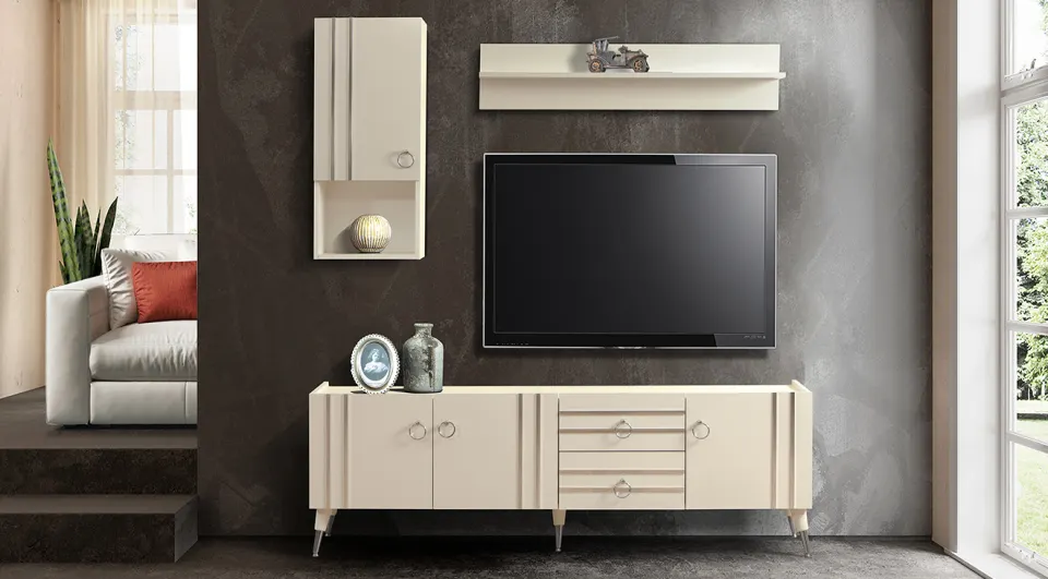 Pera Moonstone Silver Tv Unit