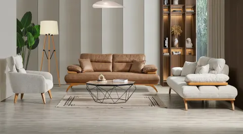 Polo Modern Wooden Leg Sofa Set