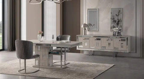 Labranda Silver Metal Leg Dining Room Set