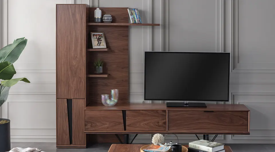 Lavinya Walnut Modern Tv Unit