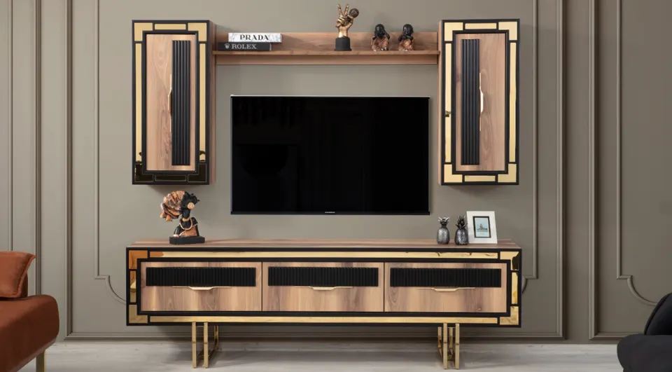 Toronto Gold Metal Leg Tv Unit