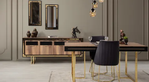 Toronto Gold Metal Leg Dining Room Set
