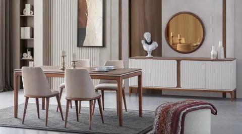 Inci Wooden Leg Dining Room Set