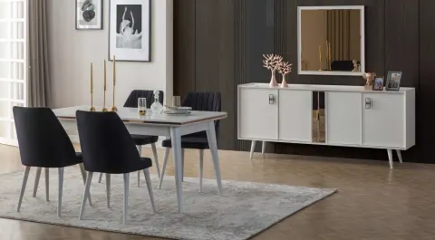 Rose Wooden Leg Dining Room Set