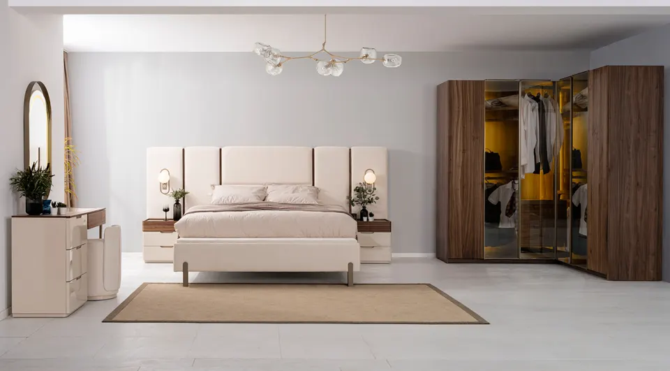 Bagdat Modern Corner Cabinet Bedroom Set