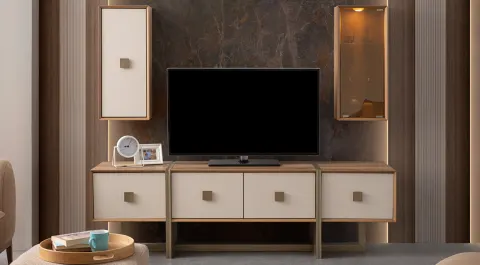 Louvre Gold Metal Legged Tv Unit