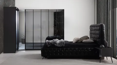 New Tesla Anthracite Corner Cabinet Bedroom Set