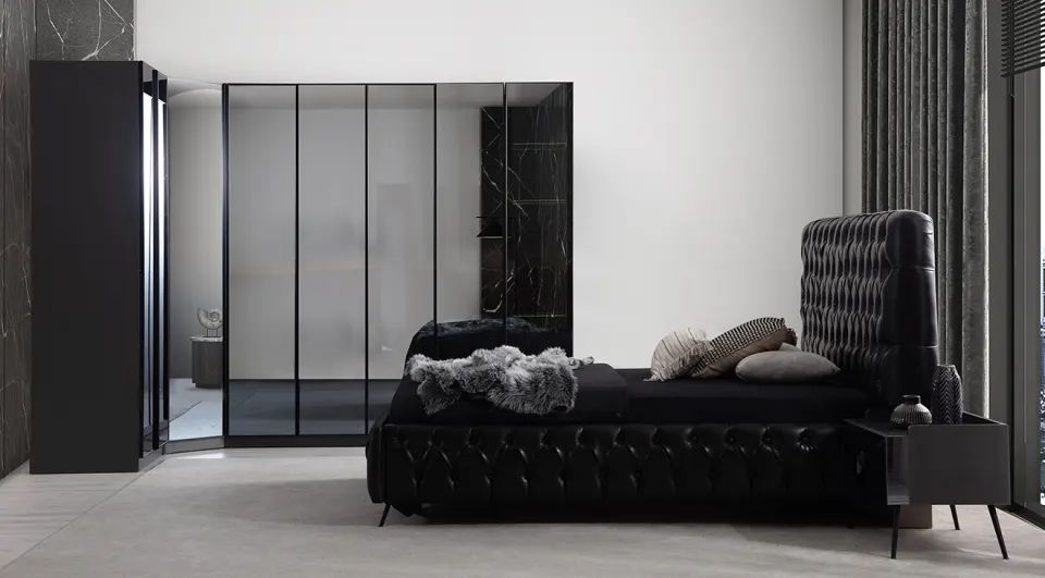 New Tesla Anthracite Corner Cabinet Bedroom Set
