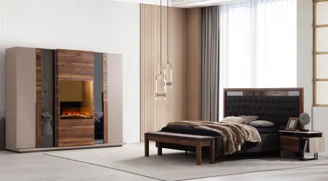 Nirvana Fireplace Modern Bedroom Set